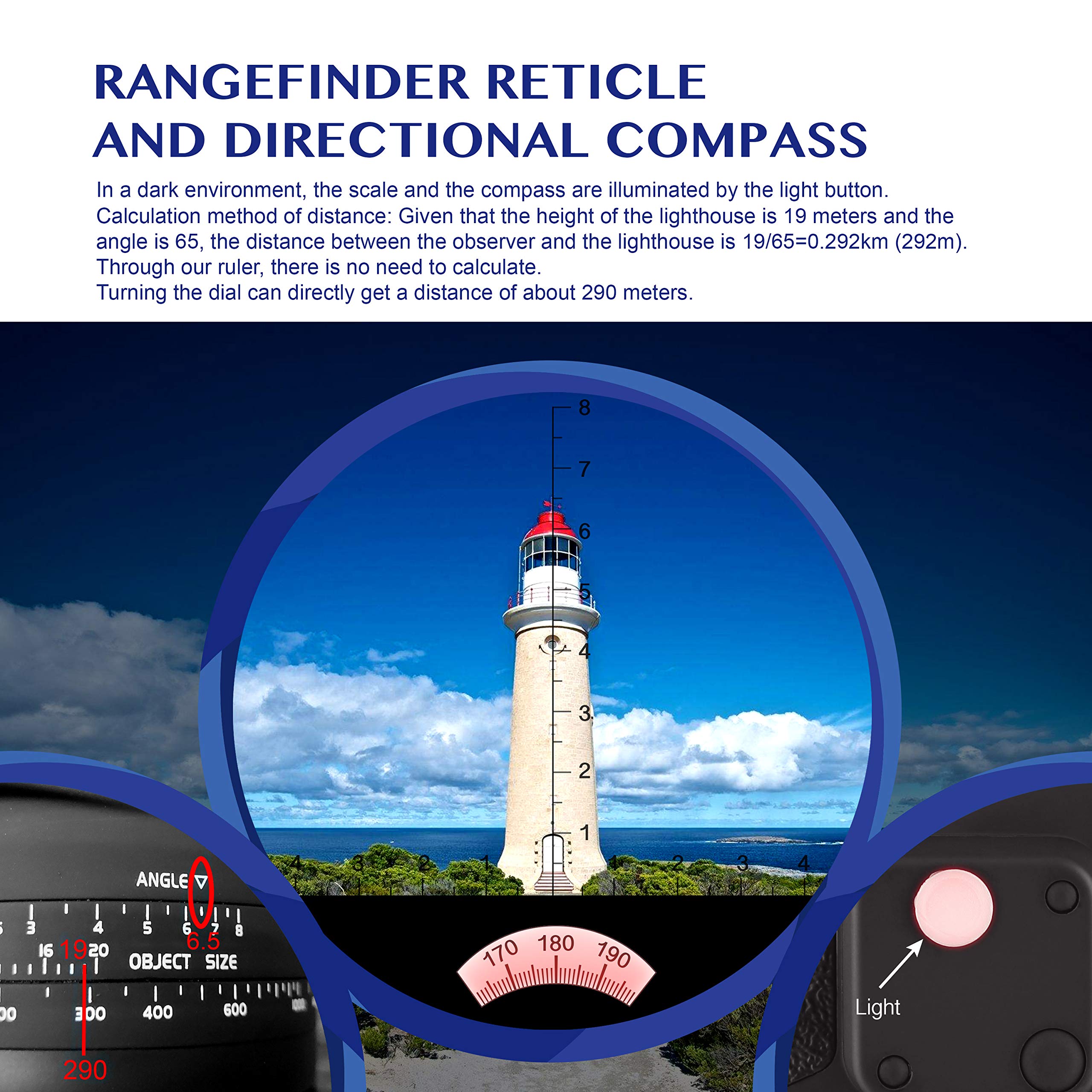 High Power 7X50 Binoculars with Rangefinder Compass for Boating