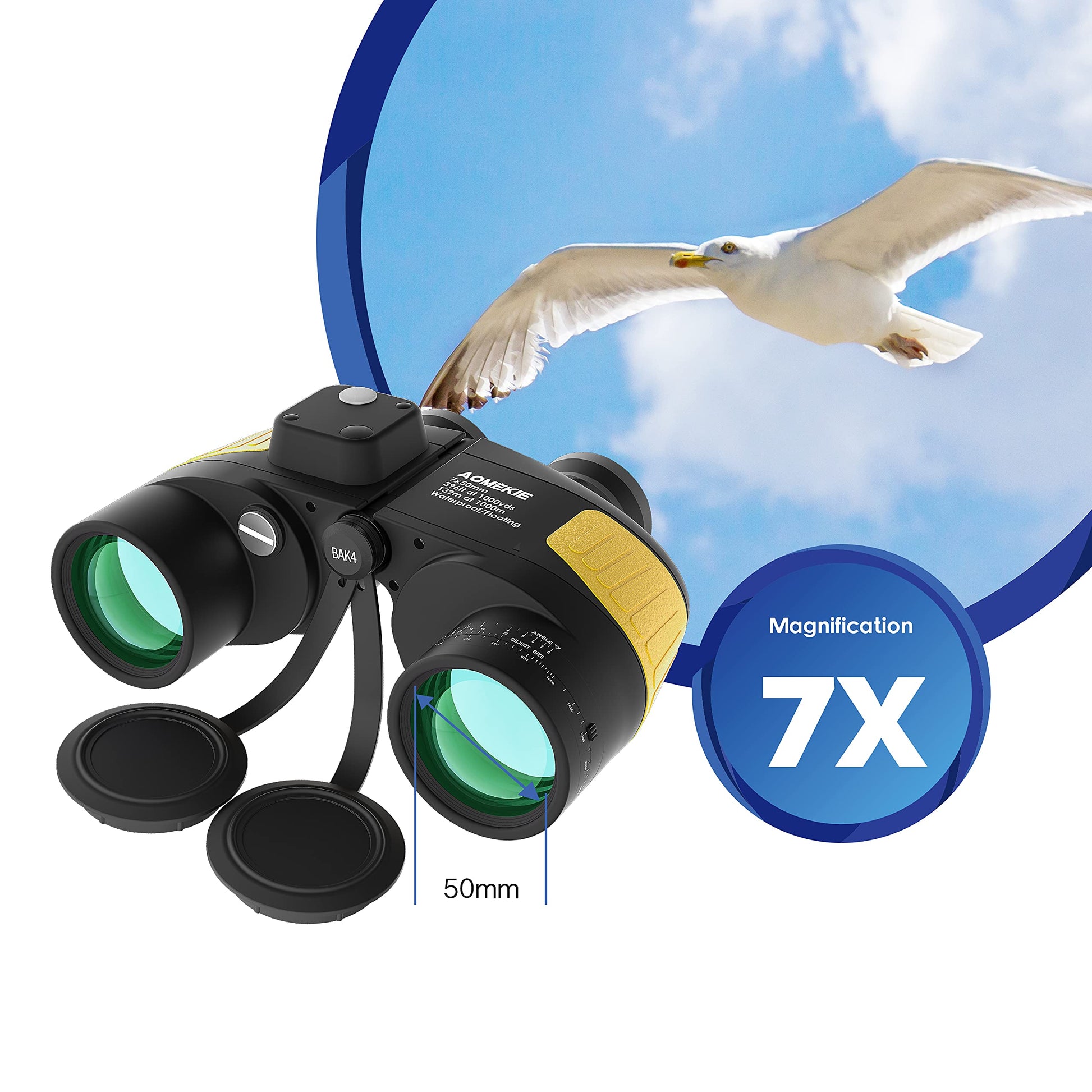 Marine Binoculars for Adults 7x50 with Low Light Night Vision Compass  rangefinder Binoculars Waterproof Fog Proof BAK4 Prism - AliExpress