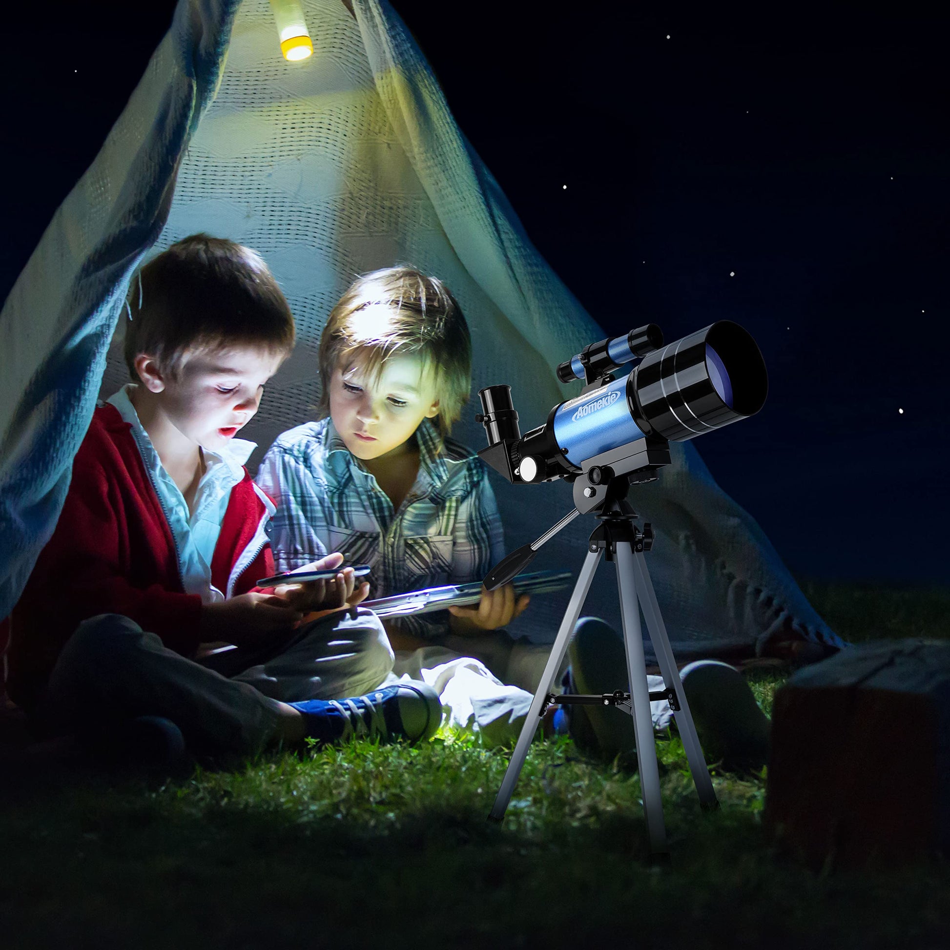  AOMEKIE Telescopios para niños 40/400 con trípode 2 oculares  telescopios portátiles para principiantes de astronomía con Finderscope y  brújula Regalos del Día del Niño para niños : Electrónica